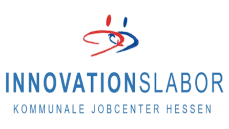 Schriftzug Innovationslabor kommunale Jobcenter Hessen mit Symbol von einem blauen und einem roten StrichmännchenÖffnet Seite: Jobcenter-Lab wird zum innovativen Gemeinschaftsprojekt
